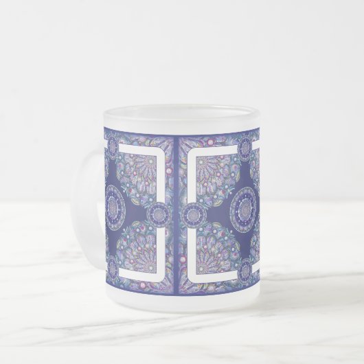 Blue Rosace Matglas Koffiemok (Voorkant links)