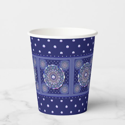 Blue Rosace Papieren Bekers (Achterkant)