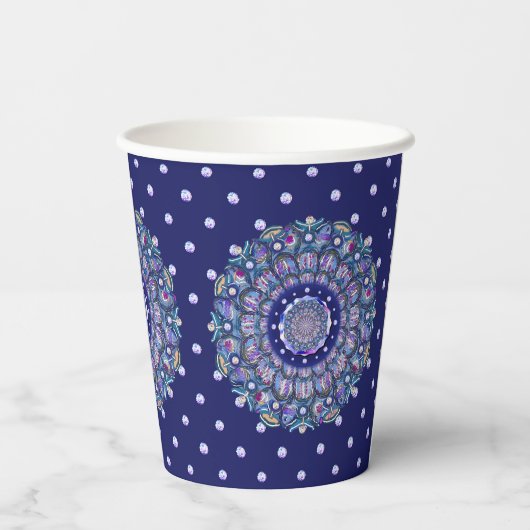 Blue Rosace Papieren Bekers (Achterkant)