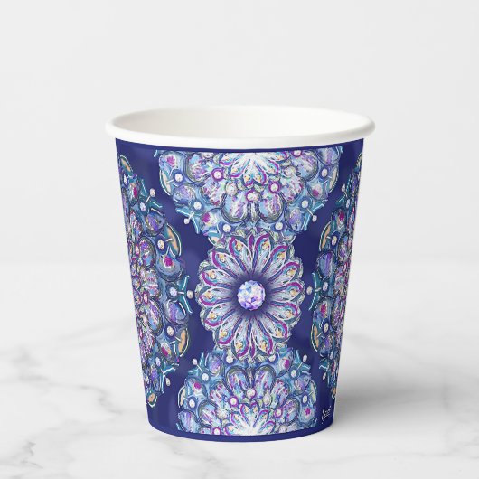 Blue Rosace Papieren Bekers (Achterkant)