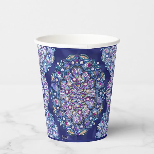Blue Rosace Papieren Bekers (Rechts)