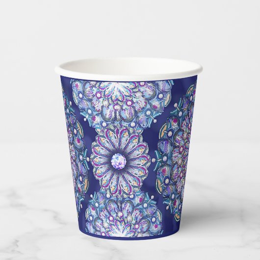 Blue Rosace Papieren Bekers (Voorkant)