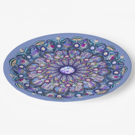 Blue Rosace Papieren Bordje (Gekanteld)