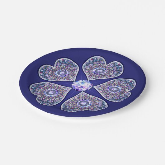 Blue Rosace Papieren Bordje (Gekanteld)