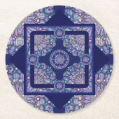 Blue Rosace Ronde Kartonnen Onderzetter (Voorkant)