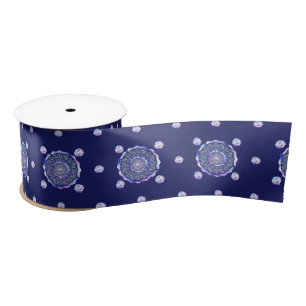 Blue Rosace Satijnen Lint