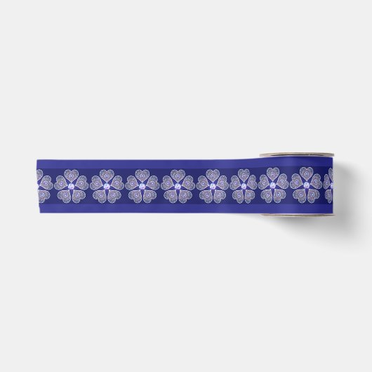Blue Rosace Satijnen Lint (Voorkant)