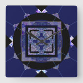 Blue Rosace Vierkante Klok (Voorkant)