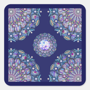 Blue Rosace Vierkante Sticker