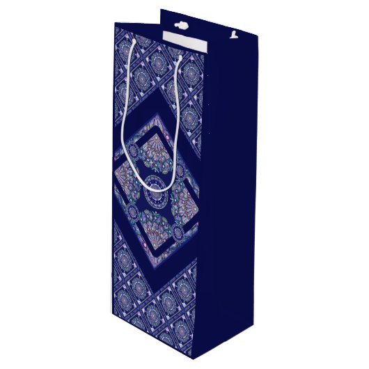 Blue Rosace Wijn Cadeautas (Voorkant Gekanteld)