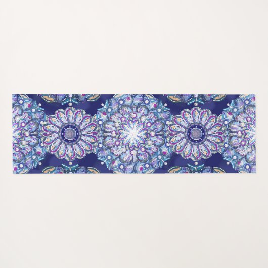 Blue Rosace Yogamat (Achterkant (horizontaal))