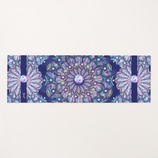Blue Rosace Yogamat (Voorkant (horizontaal))