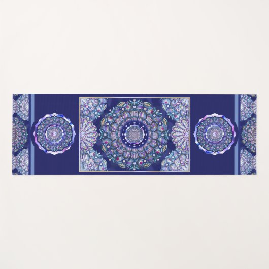 Blue Rosace Yogamat (Voorkant (horizontaal))