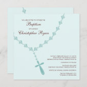 Blue Rosary Beads Baby Boy Baptisme Inname Kaart (Voorkant / Achterkant)