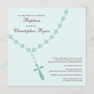 Blue Rosary Beads Baby Boy Baptisme Inname Kaart