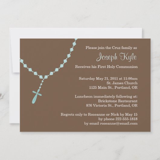 Blue Rosary Invitation Kaart (Voorkant)