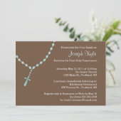 Blue Rosary Invitation Kaart (Staand voorkant)