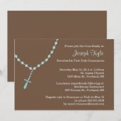 Blue Rosary Invitation Kaart (Voorkant / Achterkant)