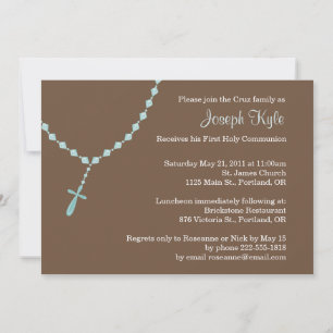 Blue Rosary Invitation Kaart