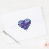 Blue rose and blue cat 青いバラと青い猫 hart sticker (Envelop)
