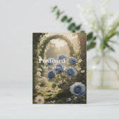 Blue Rose Bloom – Elegante Romantische Boodschap Briefkaart (Staand voorkant)