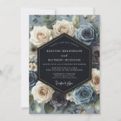 Blue Rose Bloom Wedding Kaart (Voorkant)