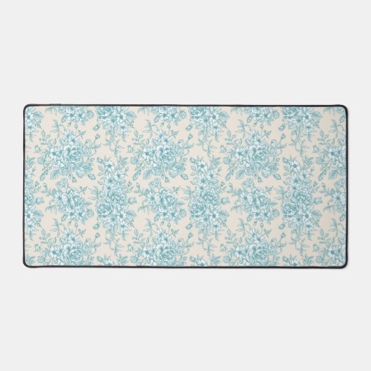 Blue Rose Bouquet Garden Floral Pattern Bureaumat (Voorkant)