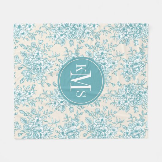 Blue Rose Bouquet Garden Floral Pattern Fleece Deken (Voorkant (Horizontaal))