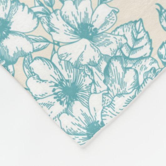 Blue Rose Bouquet Garden Floral Pattern Fleece Deken (Hoek)