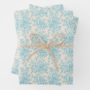 Blue Rose Bouquet Garden Floral Pattern Inpakpapier Vel
