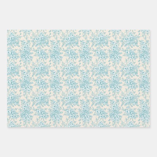 Blue Rose Bouquet Garden Floral Pattern Inpakpapier Vel (Voorkant)