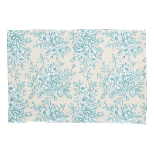 Blue Rose Bouquet Garden Floral Pattern Kussensloop (Voorkant)