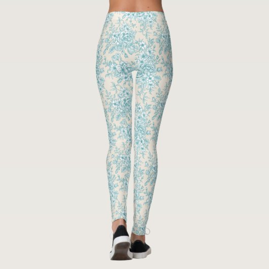 Blue Rose Bouquet Garden Floral Pattern Leggings (Achterkant)