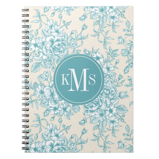 Blue Rose Bouquet Garden Floral Pattern Notitieboek (Voorkant)
