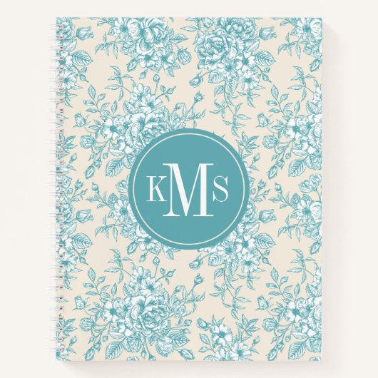 Blue Rose Bouquet Garden Floral Pattern Notitieboek (Voorkant)