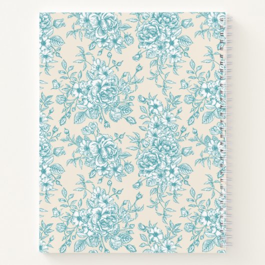 Blue Rose Bouquet Garden Floral Pattern Notitieboek (Achterkant)