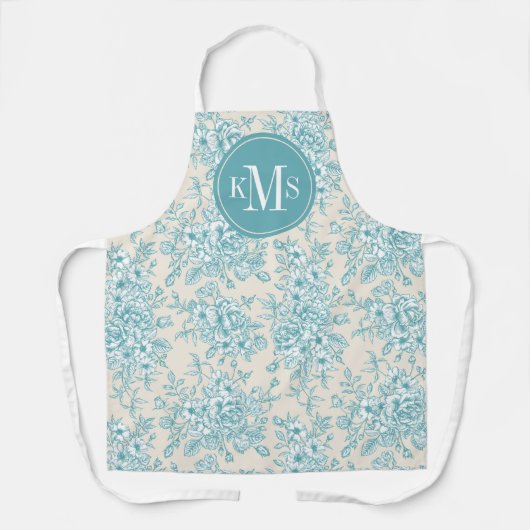 Blue Rose Bouquet Garden Floral Pattern Schort (Voorkant)