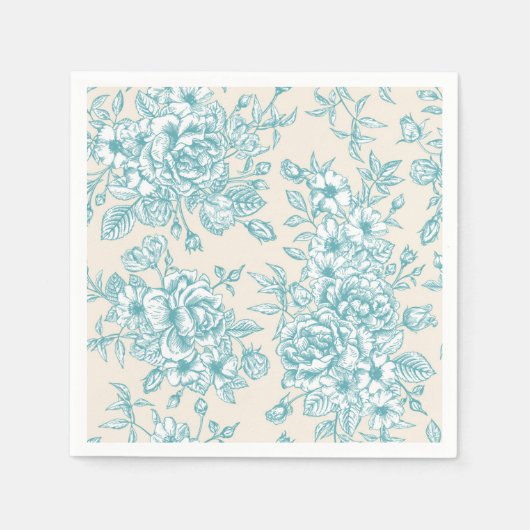 Blue Rose Bouquet Garden Floral Pattern Servet (Voorkant)