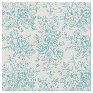 Blue Rose Bouquet Garden Floral Pattern Stof