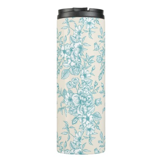Blue Rose Bouquet Garden Floral Pattern Thermosbeker (Achterkant)