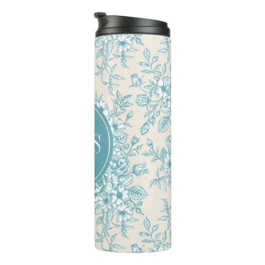 Blue Rose Bouquet Garden Floral Pattern Thermosbeker (Geroteerd rechts)