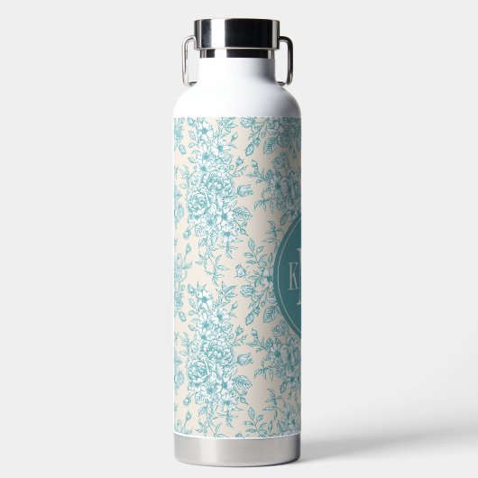 Blue Rose Bouquet Garden Floral Pattern Waterfles (Voorkant)