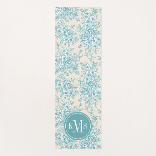 Blue Rose Bouquet Garden Floral Pattern Yogamat (Voorkant)