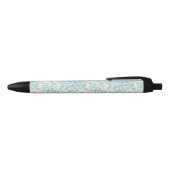 Blue Rose Bouquet Garden Floral Pattern Zwarte Inkt Pen (Bovenkant)