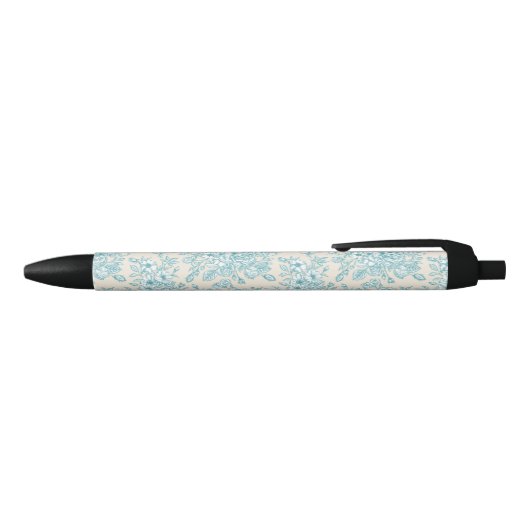 Blue Rose Bouquet Garden Floral Pattern Zwarte Inkt Pen (Bovenkant)