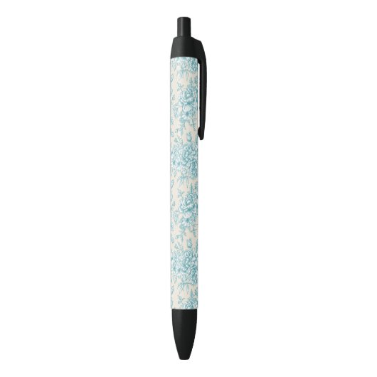 Blue Rose Bouquet Garden Floral Pattern Zwarte Inkt Pen (Achterkant (Verticaal))