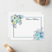 Blue Rose Bouquet Waterverf Flower Personalized Notitiekaartje (Voorkant / Achterkant in situ)