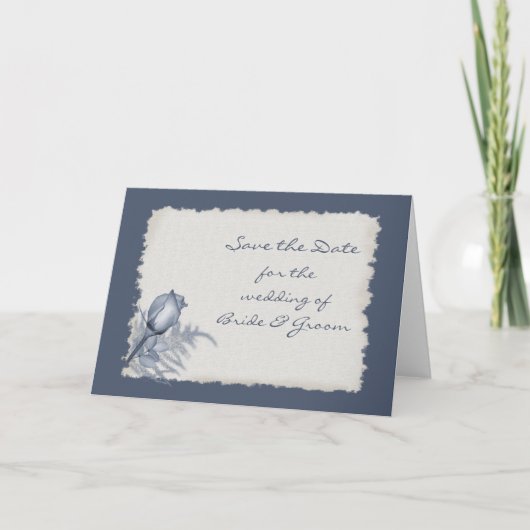 Blue Rose Bud - Save the Date Aankondiging (Voorkant)