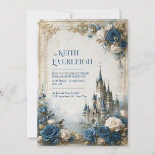 Blue Rose Castle Bruiloft Kaart