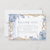 Blue Rose Coastal Rope Wedding Bedankkaart (Voorkant)